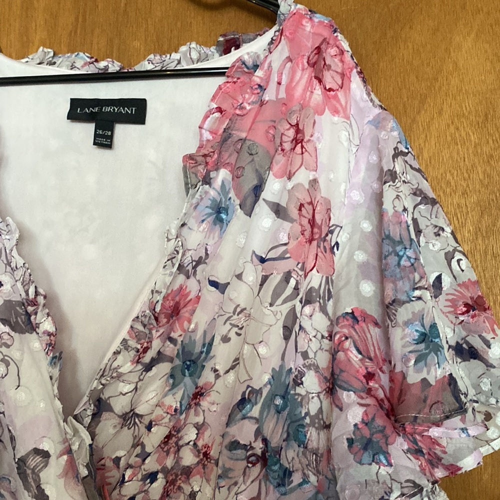 Lane Bryant Pink Floral Wrap Dress
